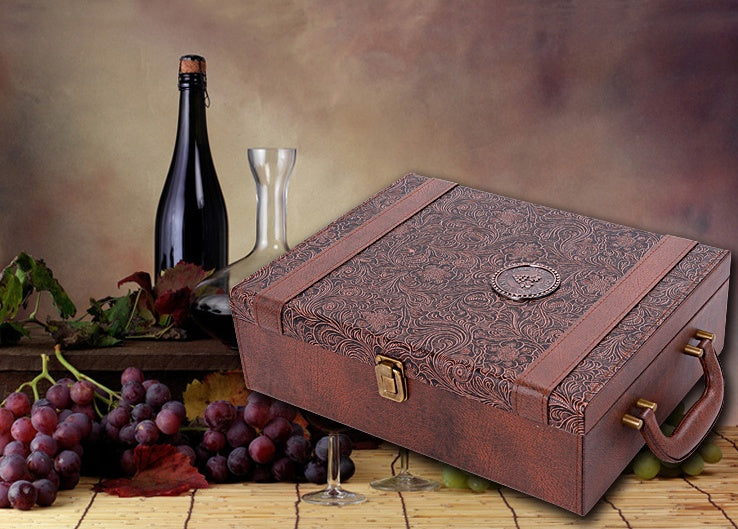 Creative Wine Box Leather Gift Box Handmade Home Kitchen Bar Accessories Decor Lafite Wine Holder Wine Packaging Box Friend Gift