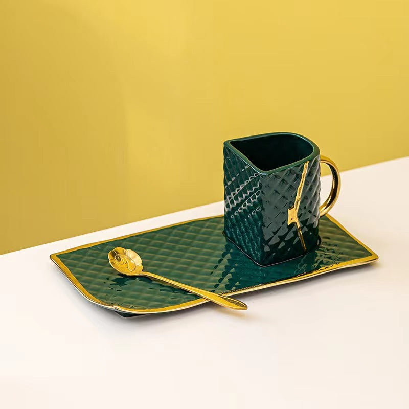 BBB - Coffee Cup Set Ceramic Leather Bag Saucer