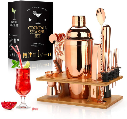 The Perfect Gift Set - Cocktail Shaker Making Set,16pcs Bartender Kit For Mixer Wine Martini, Stainless Steel Bars Tool, Home Drink Party Accessories